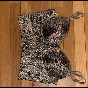 Silver Sequin Crop